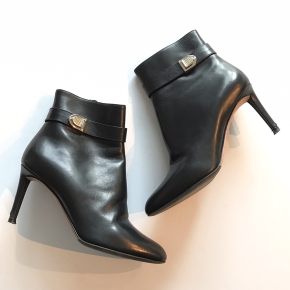 Dior Shoes - Dior Leather Buckle Ankle Heeled Booties Shoes 9